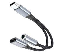 Adattatore USB-C a Jack 3,5 mm 2 in 1 con Ricarica Rapida 60W, Adattatore Cuffie USB-C con DAC Audio, Supporto Chiamate, Musica e Controlli Inline