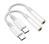Adattatore USB C a Jack 3.5 mm, 2 Pezzi Cuffie/Aux Audio Cavo Dongle per i-Phone 15/16, Sam-sung, i-Pad - Bianco
