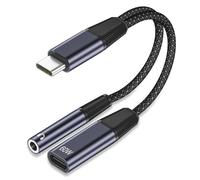 Adattatore USB C a Jack 3.5 mm e Ricarica, 2 in 1 Adattatore Jack Cuffie Type C a 3.5mm Cavo Aux Type C Audio Convertitore per iPhone 17 Air/16 15 Pro Max,Samsung Galaxy S25 S24 S23 S22,Pixel 9 8 7 XL