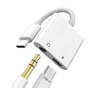 Adattatore USB C a Jack 3.5mm 2in1 per Apple iPhone15 Pro MAX Plus Mini per iPad Compatibile con Samsung DAC Cuffie Tipo C Cavo Caschi Audio Ausiliare Auto Accessori Microfono Caricatore Dongle