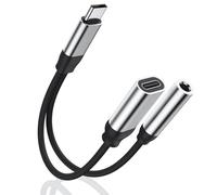 Adattatore USB C a Jack per Cuffie 3.5 mm [2 in 1] USB C a 3,5 mm Jack auricolare Aux Audio Cavo e Ricarica Convertitore compatibile con iPhone 15/15Pro/Samsung S24/S23/S22/S21/S20, iPad, Pixel 7/6/5