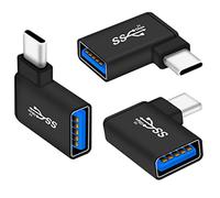 Adattatore USB C a USB 3.0 90 Gradi (3 Pezzi), USB-A 3.0 Femmina a USB-C 3.1 Maschio Adattatore OTG Angolo Retto Compatibile con MacBook iPhone 17/16/15 iPad Samsung Galaxy S25 S24 Portatile Telefoni