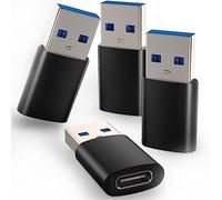 Adattatore USB C a USB, 4 Pezzi USB C Femmina a USB Maschio, Adattatore USB 3.0 Type C Compatibile con iPhone 15/14/13/12, Samsung Galaxy S21 S22 Plus, Laptop, Google Pixel
