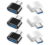 Adattatore USB C a USB (6 Pezzi), Adattatore OTG USB Tipo C Maschio a USB3.0 Femmina Compatibile con MacBook Pro, Samsung Galaxy, Telefoni di Tipo-C, Tablet e Altro (3 Nero e 3 Bianco)
