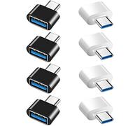 Adattatore USB C a USB (8 Pezzi), Adattatore OTG USB Tipo C Maschio a USB3.0 Femmina Compatibile con MacBook Pro, Samsung Galaxy, Telefoni di Tipo-C, Tablet e Altro (4 Nero e 4 Bianco)