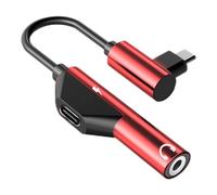 Adattatore USB C, adattatore di tipo C, da USB C a AUX, riduzione del rumore migliorata, design compatto e leggero, nero, rosso, 6 x 5 x 1 cm, per telefono, tablet
