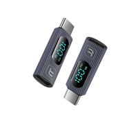 Adattatore USB C da 2 Pezzi, Tester per Misuratore di Potenza di Tipo C da USB C Femmina A USB C Maschio da 100 W con Display Digitale