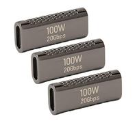 Adattatore USB C da Femmina a Femmina da 3 Pezzi, Adattatore di Tipo C 4.0 per Trasmissione Audio e Video da 100 W 20 Gbps 8 K 60 Hz, Supporto per Ricarica Rapida, Plug And Play.