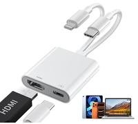 Adattatore USB-C e Lightning a HDMI per iPhone, MFi Lightning Digital AV Adapter per iPhone 14/13, 4K@60Hz 100W Adattatore USB-C a HDMI per i Phone 17/16/15/iPad/MacBook/Galaxy a TV/Monitor/Proiettore
