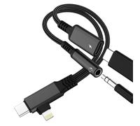 Adattatore USB C e Lightning a Jack 3.5mm per iPhone 17 16 15 14 Pro Max Cavo Doppio Cuffie Audio AUX DAC per Apple compatibile con Samsung Galaxy S26 S25 Caricatore Connettore Stereo Ricarica HiFi
