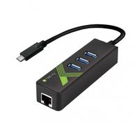 Techly Adattatore Convertitore USB-C™ Ethernet Gigabit con Hub 3 porte USB