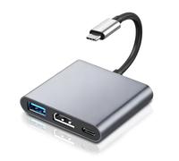 Adattatore USB C HDMI, 3 in 1 USB C to HDMI, USB 3.0/PD Porta, Supporto 4K 30Hz, 60W Charging, USB 3.0 5Gbps Data, Compatibile con MacBook/Samsung/ChromeBook/Switch