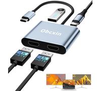 Adattatore USB C HDMI 4 in 1 Hub con 2 HDMI, USB 3.0, PD 100W, Doppio Monitor Splitter Tipo C compatibile con MacBook Pro/Air, iPad Pro/Air, Samsung Galaxy, Surface, Dell