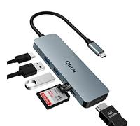 Adattatore USB C HUB, adattatore USB C, Qhou 6 in 1 USB C a HDMI multiporta con uscita HDMI 4K, 2 USB 3.0, 100 W PD, SD/TF Card Playback compatibile con MacBook Pro/Air/Surface/Altri dispositivi di