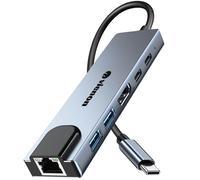 Adattatore USB C Hub Ethernet HDMI, 6 in 1 USB C Docking Station con HDMI 4K, Ethernet RJ45, USB 3.0/2.0, PD 100W, porte USB C, LAN USB C Dongle per MacBook Pro/Air, iPad Pro, Dell XPS ecc