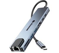 Adattatore USB C Hub Ethernet HDMI, 8 in 1 USB C Docking Station con HDMI 4K, Ethernet RJ45, lettore di schede SD/TF, USB 3.0/2.0, PD 100W, USB C, LAN USB C Dongle per MacBook Pro/Air, iPad Pro, XPS,
