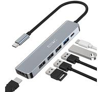 Adattatore USB C Hub HDMI, adattatore JESWO 6 in 1 USB C con HDMI 4K, 1 porta USB 3.0 e 3 porte USB 2.0, Mac OS 10.5 o superiore, Linux e altri sistemi.