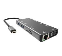 Adattatore USB C Hub Multiport, adattatore USB C 11 in 1 con 4K-HDMI, VGA, porta USB 3.0, tipo C PD, RJ45 Ethernet, lettore di schede SD/TF, AUX da 3.5 mm,Air, altri dispositivi di tipo C