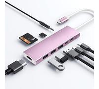 Adattatore USB C HUB per iPad Pro 9 in 1 per iPad Pro M4 M2 M1 13 12.9 11 pollici per iPad Air con 4K HDMI, ricarica USB-C PD, lettore di schede SD/Micro SD, USB 3.0, jack audio da 3,5 mm