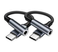 Adattatore USB C Jack 3.5mm 2 Pezzi, Adattatore Cuffie USB C Aux USb C | Nylon adattatore adattatore Type C Jack per iPhone 17/16/15 Pro Max Plus, Pad, Samsung Galaxy, Pixel, Xiaomi, Huawei