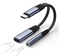 Adattatore USB C Jack 3.5mm Cuffie e Adattatore di interfaccia di Ricarica Rapida PD 60 W, 2 in 1 Cavo Aux Type C Audio Convertitore per iPhone 17/16/15 /Pro/Max, Samsung Ultra/S25/S24, Hua wei usw