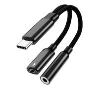 Adattatore USB C Jack 3.5mm e Ricarica PD 60W, Splitter 2 in 1 Type C per Cuffie e Caricatore, Nylon Intrecciato, Compatibile con iPhone 15/16 Pro Max, Samsung S24/S23, Huawei, Xiaomi, Pixel