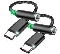 Adattatore USB C Jack,Adattatore-Cuffie-USBC-Jack 3.5mm, AdattatoreJack-USB-C a Dongle Audio Aux con DAC Chipset per Sam sung Galaxy S22 S21 S20 iPhone 15 Series, iPad Pro, MacBook (2 pezzi nero)