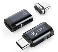 Adattatore USB C Magnetico da 140W Confezione da 2, Connettore Magnetico USB 4 Dritto 40Gbps Supporto Display Video 8K@60Hz per Thunderboard 4/3 MacBook Pro/Air e Altri Dispositivi di Tipo C (Grigio)