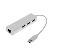 ADATTATORE USB-C MASCHIO CON PRESA RETE RJ45 10/100 + HUB 3 PORTE USB 2.0
