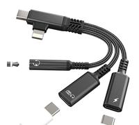 Adattatore USB C OTG per cuffie (7,6 pollici quadrati) per iPhone 17 16 15 14 Pro Max Lightning a Aux Audio Jack Splitter da 3,5 mm per Apple Dongle Charger Type C per iPad Dual Charging Car DAC