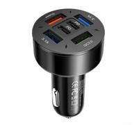 Adattatore USB C per auto, ricarica rapida per telefoni cellulari, supporta più dispositivi con tecnologia di shunt intelligente per veicoli da 12 V 24 V (nero)