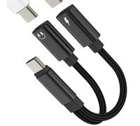 Adattatore USB C splitter doppio connettore cuffie su cavo audio per iPhone17 16 15 Pro Max compatibile con Samsung S25 per Apple a femmina, connettore DAC porta adattatore di ricarica per iPad PD