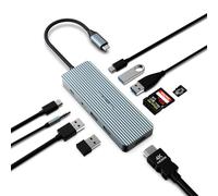 Adattatore USB C, USB 3.0 HUB, 10 in 1 USB tipo C Hub con 4K HDMI, 2 USB 3.0, 2 USB 2.0, 100 W PD, 3,5 mm audio, lettore di schede SD/TF per laptop, Windows, Linux, sistemi OS Chrome