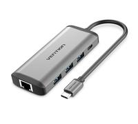 Adattatore USB-C Vention 8 in 1 HDMI 4K USB 3.0 RJ45 87W SD/TF Alluminio