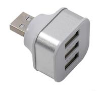 Adattatore USB dal design compatto per caricare tre dispositivi insieme utilizzando una porta (argento)