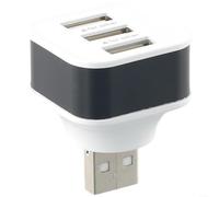 Adattatore USB dal design compatto per caricare tre dispositivi insieme utilizzando una porta (nero)