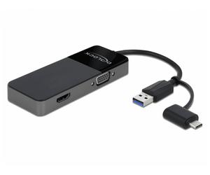 ADATTATORE USB DELOCK 3.2 Gen 1 a HDMI/VGA USB 3.2 Gen 1 3 porte