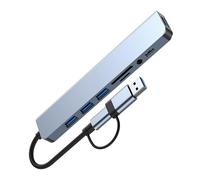 Adattatore USB di tipo C a 8 porte con slot per schede piccole USB da 3,5 mm e porta dati USB C per vari dispositivi