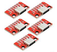 Adattatore USB di tipo C per scheda breakout, confezione da 5 con connettori pin presaldati per una gestione stabile dell'alimentazione e una configurazione avanzata del segnale (rosso)