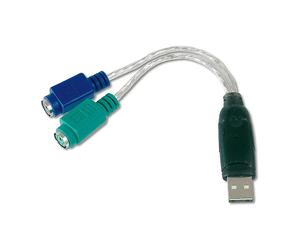 ADATTATORE USB DIGITUS a PS/2, 2 X Mini-Din 6/F, USB A/M DA-70118