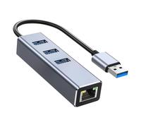 Adattatore USB Ethernet 4 in 1 con Hub USB 3.0 Ethernet, LAN RJ45 Gigabit 1000Mbps, Trasferimento Dati Alta Velocità 5Gbps, Plug & Play, Compatibile con Laptop PC MacBook Surface Tablet Windows MacOS