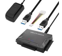 Adattatore USB IDE o SATA, adattatore per disco rigido USB 3.0 universale per 2,5” e 3,5” SATA HDD/SSD e HDD IDE, adattatore di alimentazione 12V 2 A e cavo USB 3.0