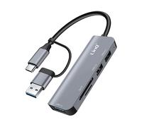 LinQ, Hub USB-C e USB con USB 3.0 + 2x USB 2.0 e lettore di schede SD e TF, Nero