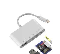 Adattatore USB OTG Lettore Scheda SD Micro SD Caricabatterie 3.5mm A Lightning(5in 1) per iPhone Per Apple Compatibile Con Samsung USB 3.0 Auricolare Audio Memoria Flash Fotocamera