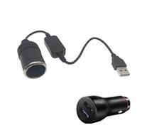 Adattatore USB per accendisigari da auto, convertitore femmina per accendisigari da auto, cavo di prolunga da 5 V a 12 V, adattatore per connettore del controller con cavo, sicuro da usare e da