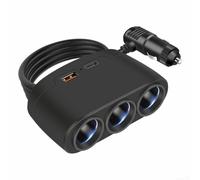 Adattatore USB per auto, 3 vie, 12-24 V, con splitter multipresa, per auto, camion e SUV, alloggiamento in ABS, protezione da cortocircuito/sovraccarico/surriscaldamento