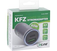 Adattatore USB per auto PD - 12-24 V USB-A + USB-C - max. 60W - grigio
