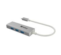Adattatore USB - SANDBERG - USB-C a 3 x USB 3.0 - Colore Grigio - Collegamento multiplo - Compatibile con computer
