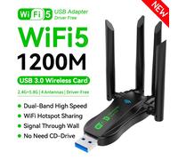 Adattatore USB WiFi 1200Mbps Dual Band 2.4G 5Ghz Dongle Wi Fi 4 Antenna 802.11AC