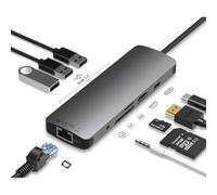 Adattatore USB4 multiporta, tecnologia avanzata per display HDMI 8K@60Hz, trasferimento dati Super Speed GEN2 10Gbps, rete Gigabit RJ45, ricarica